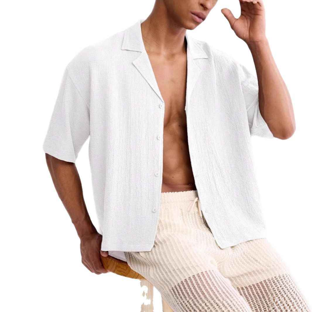 Men's Short Sleeve Relaxed Fit Shirt – Breathable Casual Style White