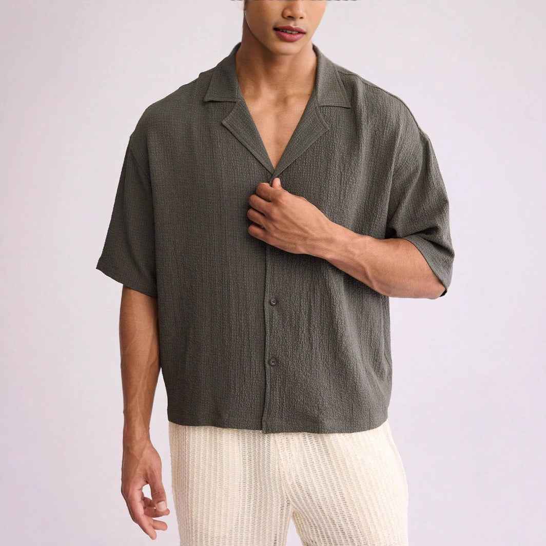 Men's Short Sleeve Relaxed Fit Shirt – Breathable Casual Style Army Green