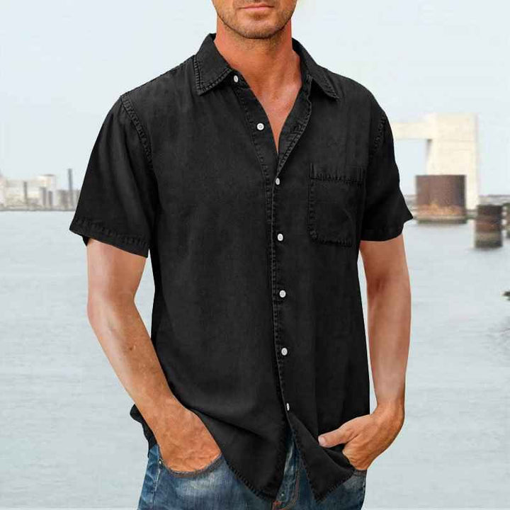 Men's Short Sleeve Shirt – Relaxed Fit – Breathable Casual Style Black