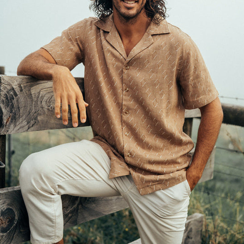 Men's Short Sleeve Shirt – Relaxed Fit – Lightweight & Breathable Design Camel
