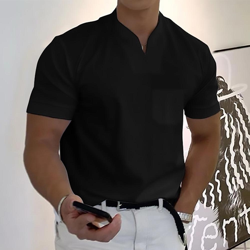 Men's Short Sleeve Slim Fit Shirt – Breathable Mandarin Collar – Casual Style