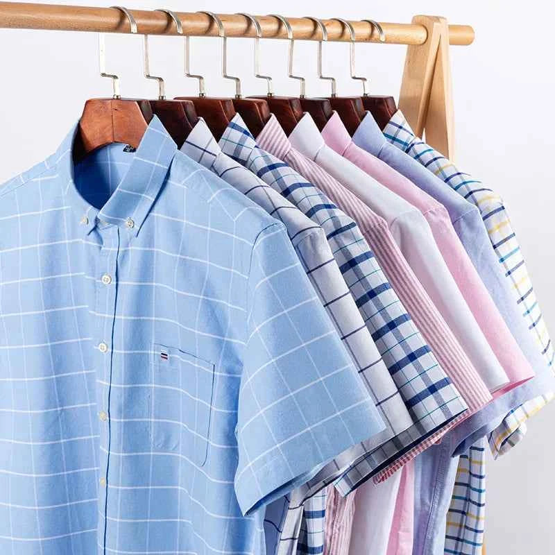 Men's Short Sleeve Striped Shirt - Classic Collar - Regular Fit - Breathable Cotton