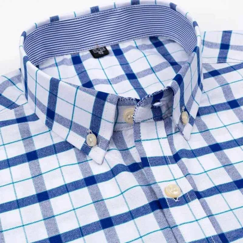 Men's Short Sleeve Striped Shirt - Classic Collar - Regular Fit - Breathable Cotton