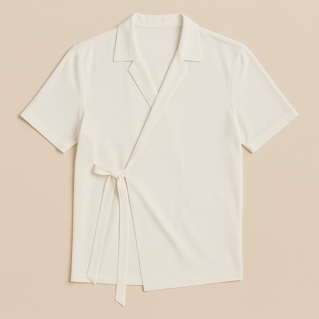 Men's Short Sleeve Wrap Shirt White