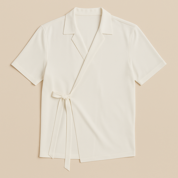 Men's Short Sleeve Wrap Shirt White