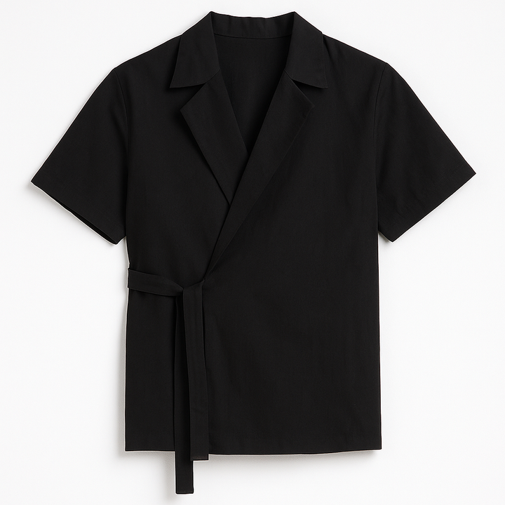 Men's Short Sleeve Wrap Shirt Black