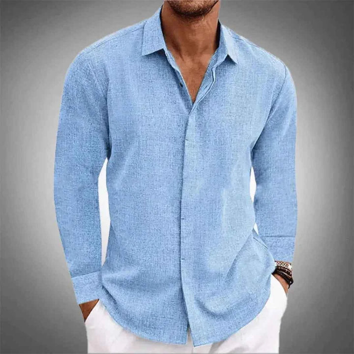 Men's Signature Linen Shirt Skyline Blue