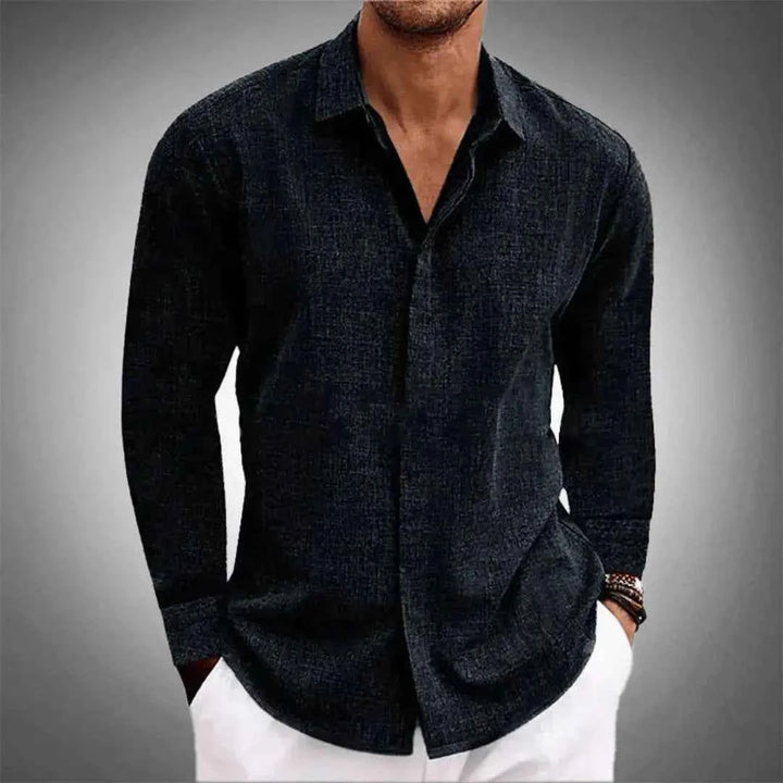 Men's Signature Linen Shirt Midnight Charcoal