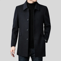 Men's Polyester Single Breasted Collar Solid Black Winter Coat Black