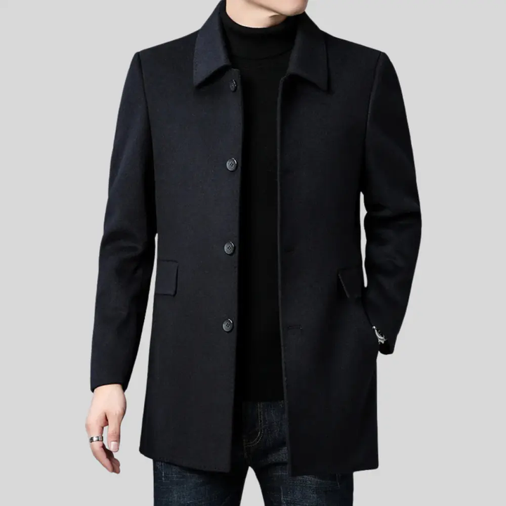 Men's Single Breasted Coat - Augustus Style Black