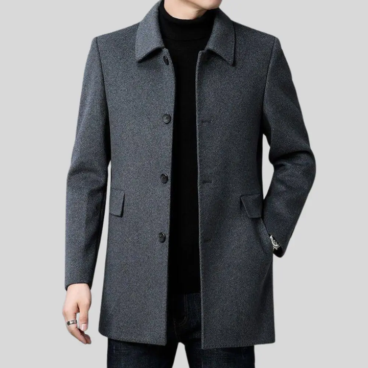 Men's Single Breasted Coat - Augustus Style Gray