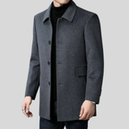 Men's Polyester Single Breasted Collar Solid Black Winter Coat