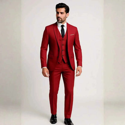 Men's Apparel Slim Fit Button Closure Navy Blue Gray Red