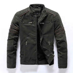 Men's Faux Leather Slim Fit Padded Jacket Winter Essential Green