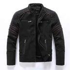 Men's Faux Leather Slim Fit Padded Jacket Winter Essential Black