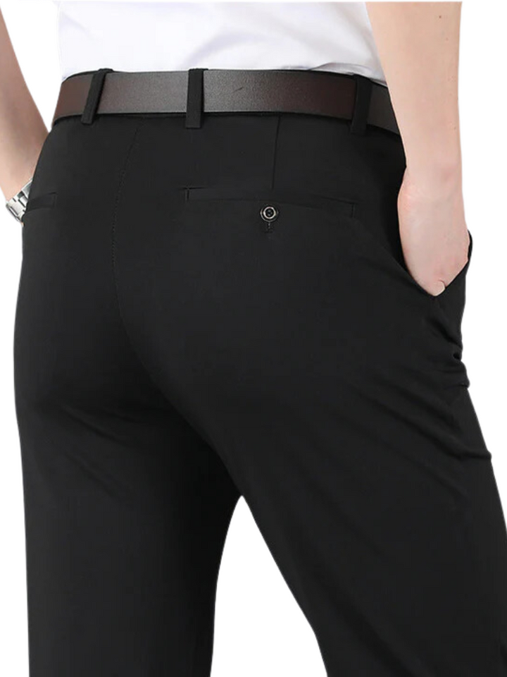 Men's Slim Fit Chino Pants - Tailored Stretch Formal Style Black