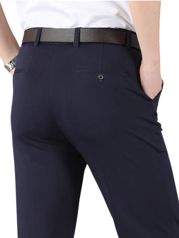 Men's Slim Fit Chino Pants - Tailored Stretch Formal Style Blue