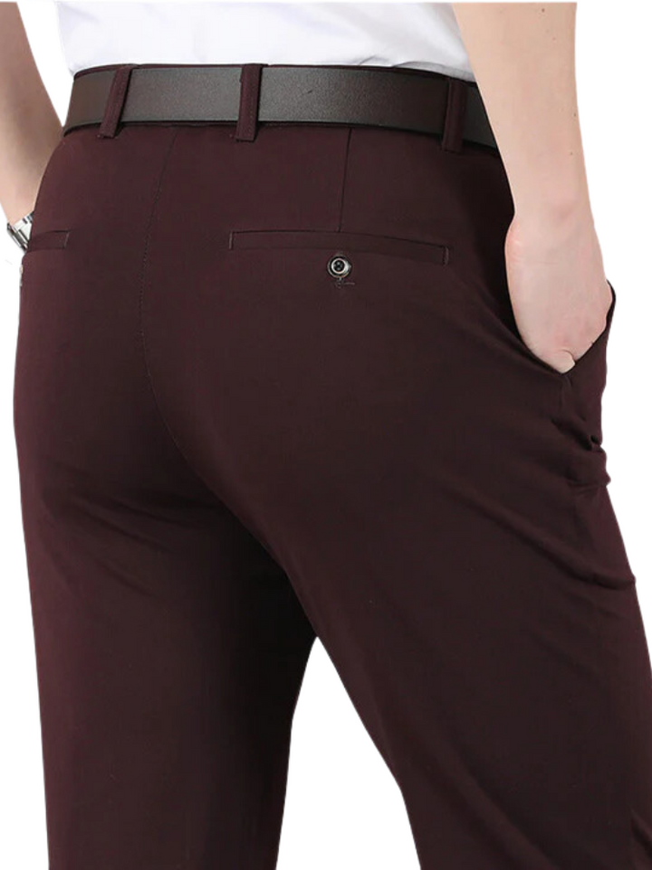 Men's Slim Fit Chino Pants - Tailored Stretch Formal Style Red