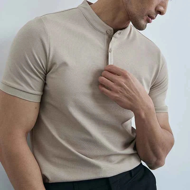 Men's Slim Fit Collared T-Shirt – Breathable Short Sleeve Casual Style