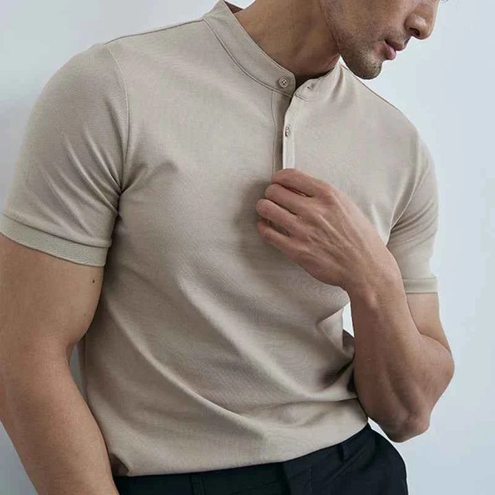 Men's Slim Fit Collared T-Shirt – Breathable Short Sleeve Casual Style