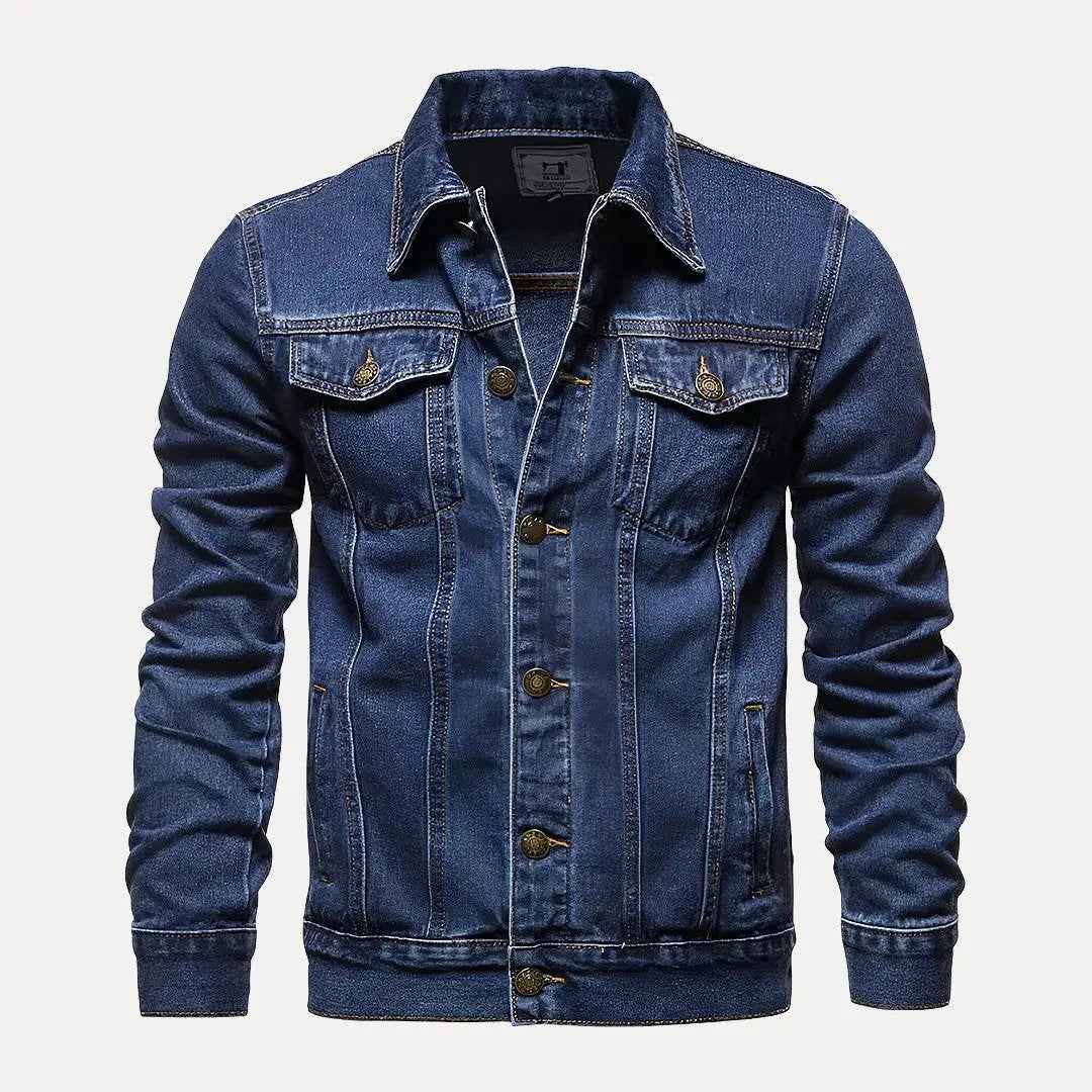 Men's Slim Fit Denim Jacket Dark Blue