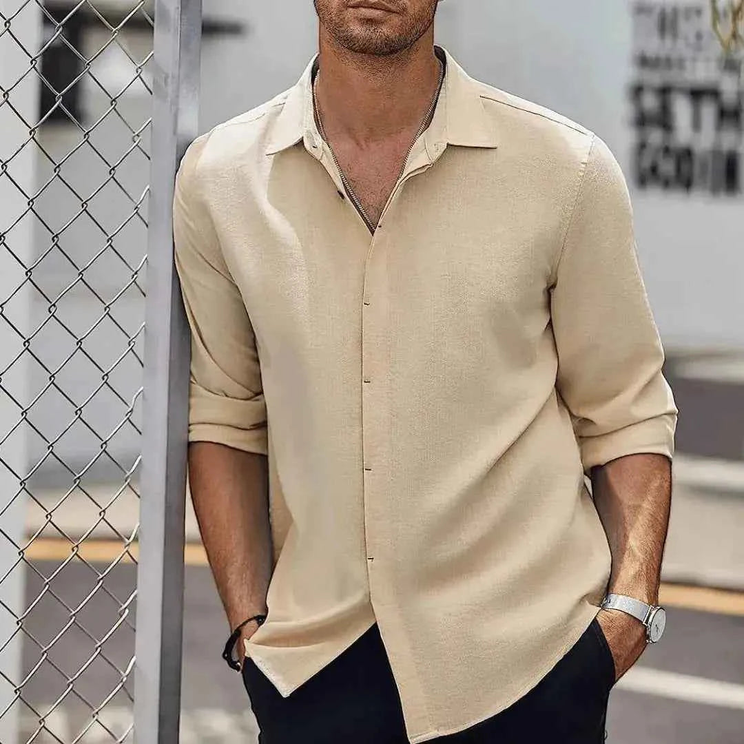 Men's Slim-Fit Linen Shirt - Lightweight & Stylish