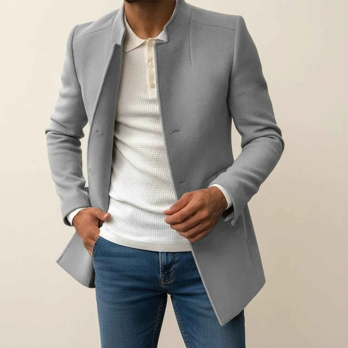 Men's Jacket Slim Fit Khaki Winter Gray Gray
