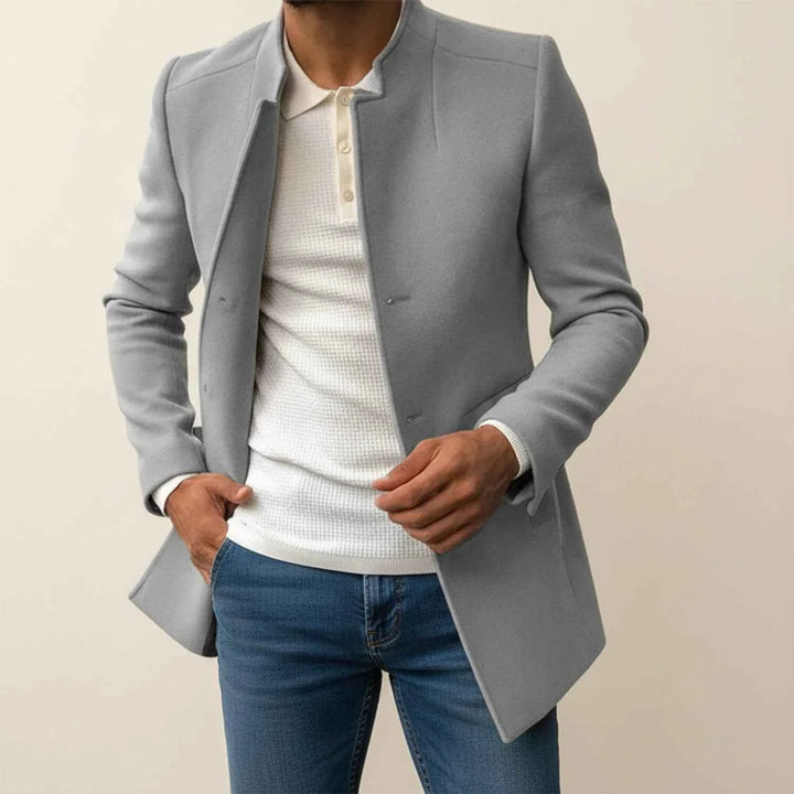 Men's Slim Fit Mandarin Collar Jacket Gray