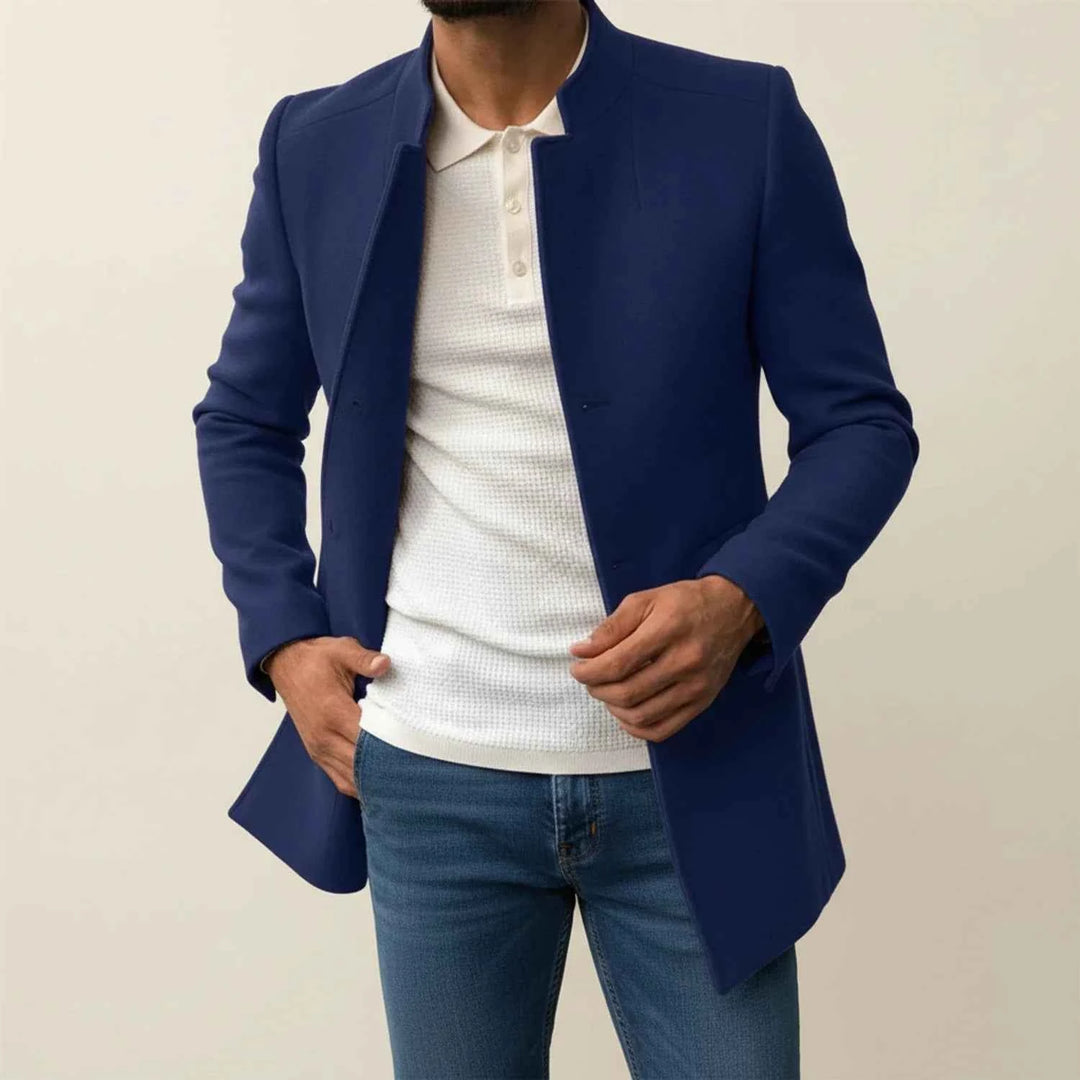 Men's Slim Fit Mandarin Collar Jacket Blue