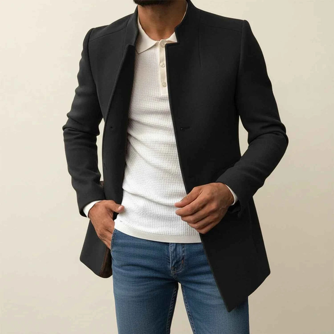 Men's Slim Fit Mandarin Collar Jacket Black