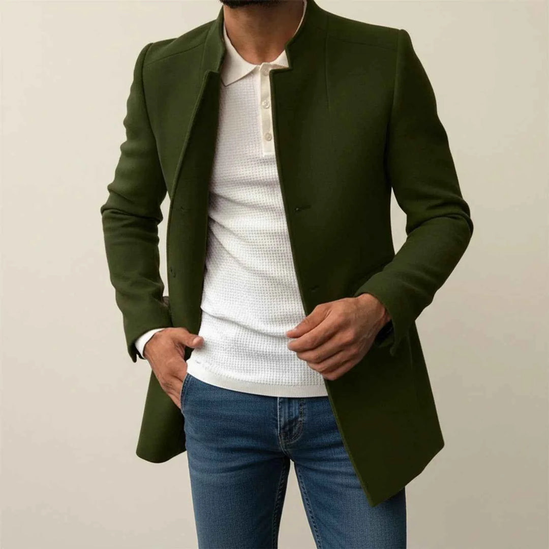Men's Slim Fit Mandarin Collar Jacket Green