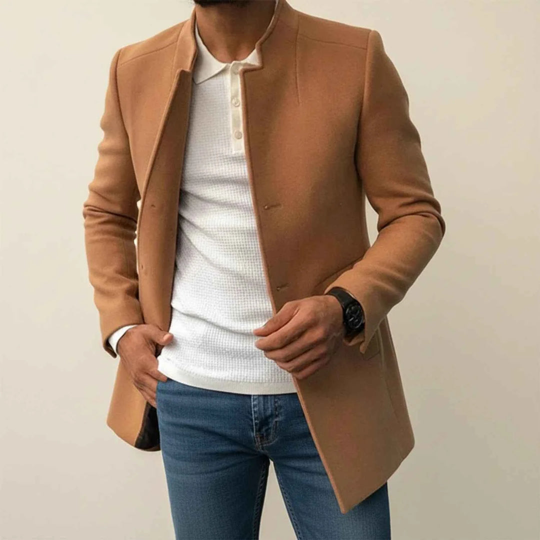 Men's Slim Fit Mandarin Collar Jacket Khaki