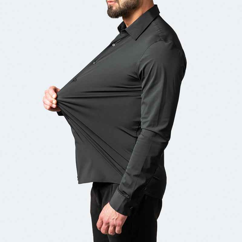 Men's Slim Fit Non-Iron Stretch Long Sleeve Shirt - Pocketless Design