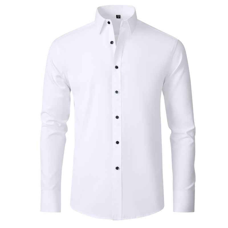 Men's Slim Fit Non-Iron Stretch Long Sleeve Shirt - Pocketless Design White