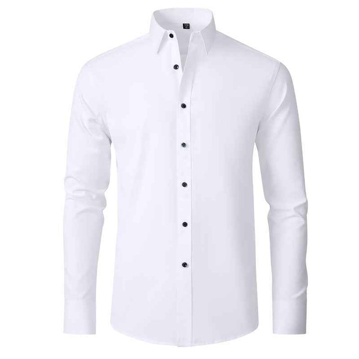 Men's Slim Fit Non-Iron Stretch Long Sleeve Shirt - Pocketless Design White