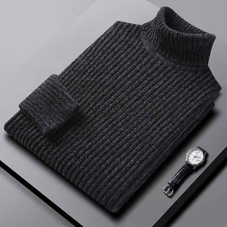 Men's Slim Fit Ribbed Turtleneck Sweater Gray