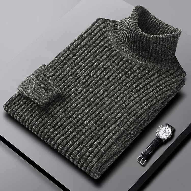 Men's Slim Fit Ribbed Turtleneck Sweater Green