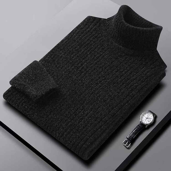 Men's Slim Fit Ribbed Turtleneck Sweater Black