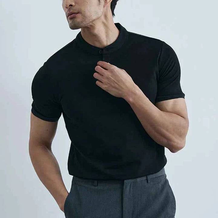 Men's Slim Fit Short Sleeve Shirt – Breathable Casual Wear Black