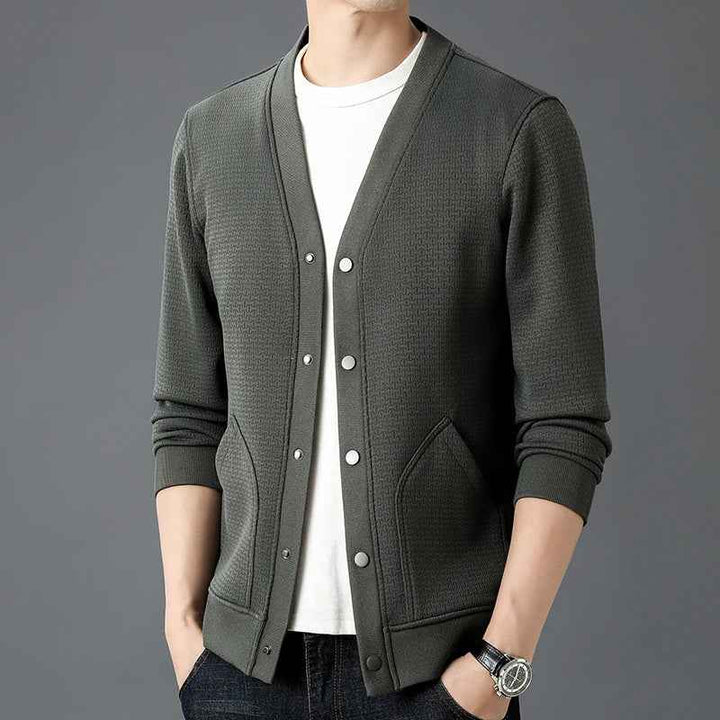Men's Snap-Button Cardigan Gray