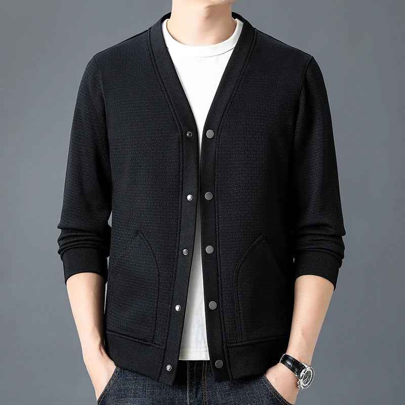 Men's Snap-Button Cardigan Black