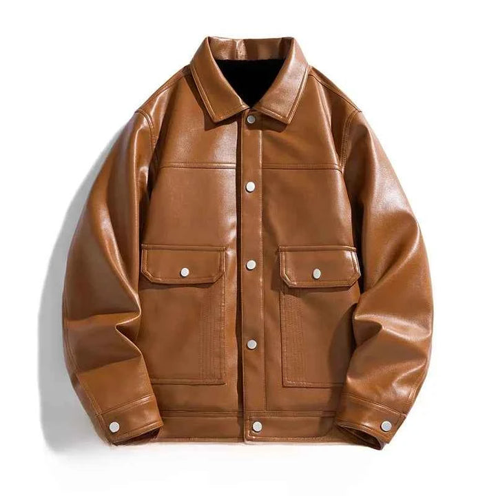 Men's Snap Jacket - Stylish and Versatile Outerwear Brown