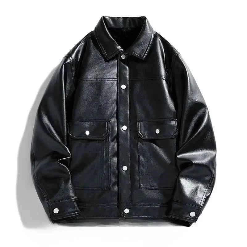 Men's Snap Jacket - Stylish and Versatile Outerwear Black