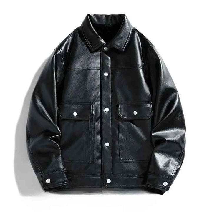 Men's Snap Jacket - Stylish and Versatile Outerwear Black