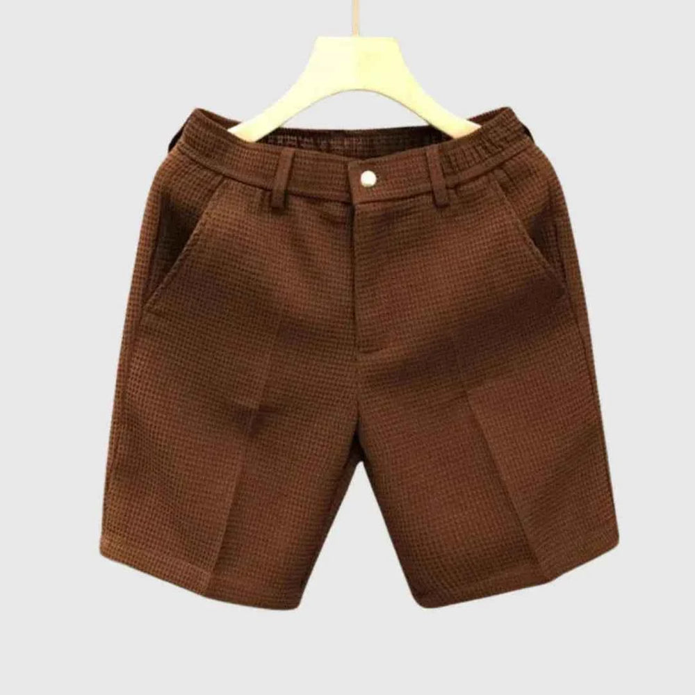 Men's Solid Color Cotton Shorts Brown