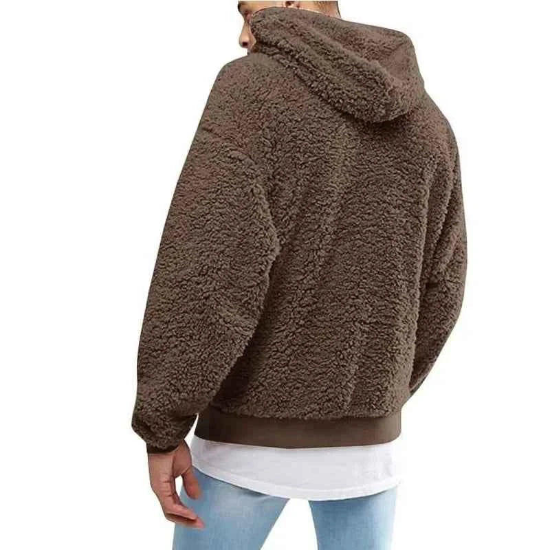 Men's Solid Plush Y2K Streetwear Hoodie