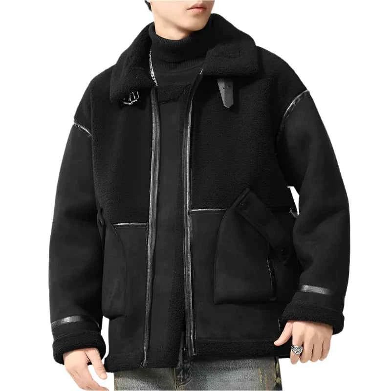 Men's Spliced Suede Jacket Black