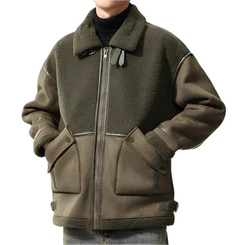 Men's Spliced Suede Jacket Green