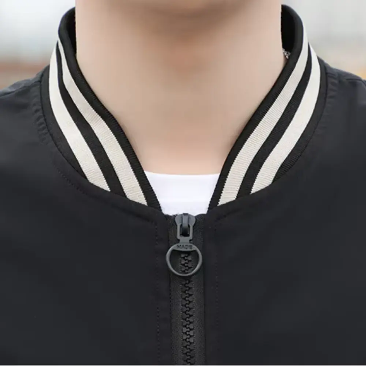 Men's Splicing Stripe Varsity Jacket