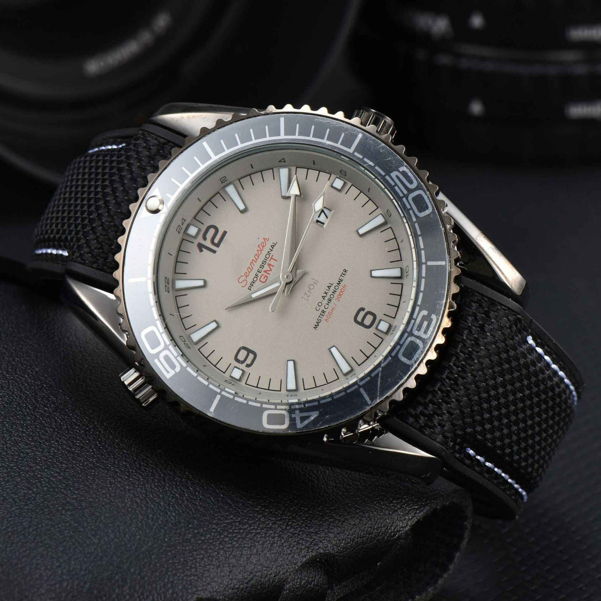 Men's Watch Oversized Black - Black Strap Silver - Black Strap Silver - Black Strap
